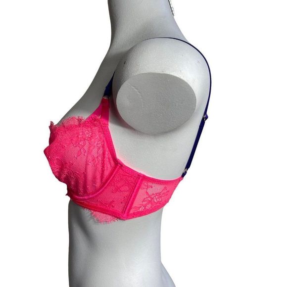 Victoria's Secret Very Sexy Neon Pink and Purple Underwire Unlined Demi Bra 32D - Picture 3 of 5